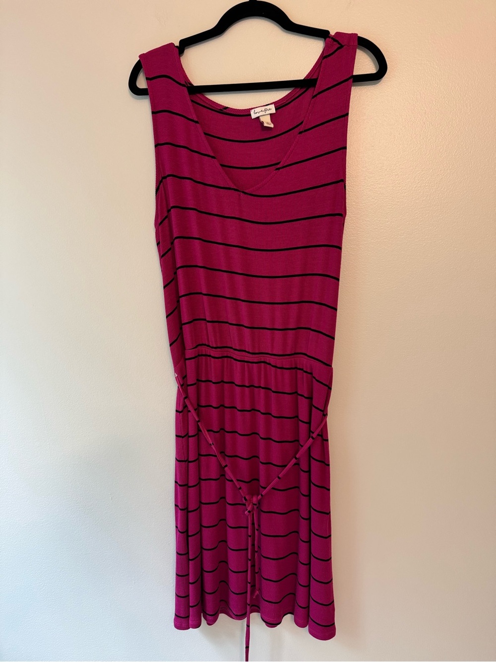 love, Fire Magenta & Black Striped Tank Dress